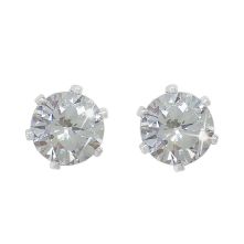 SILVER STUD EARRINGS CLEAR STONE 6MM